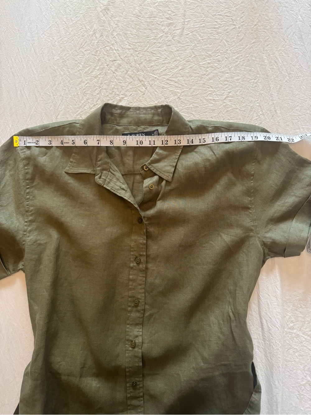 Ralph Lauren Olive Linen Tie-Waist Midi Shirt Dress - Picture 7 of 10